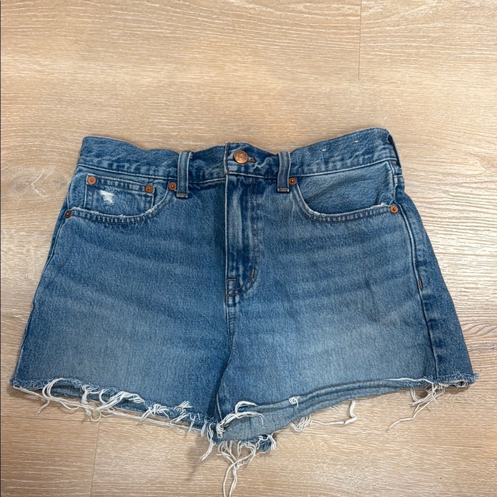 Madewell Blue Jean Shorts Distressed Raw-Edge